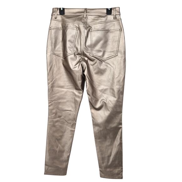 NWT Express Champagne Faux Leather Metallic High Rise Skinny Pants Women's 10 - Picture 13 of 13